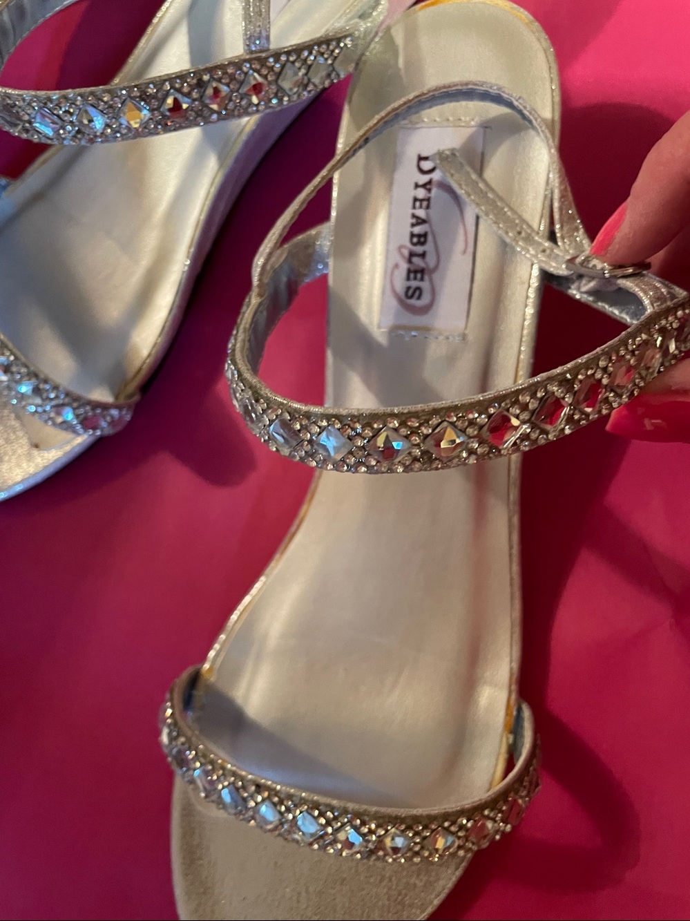Silver & Rinestone Strappy Flat Sandals